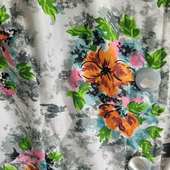 1960s True Vintage Floral Housedress Medium Retro Classic Timeless Elegance - Picture 6 of 10